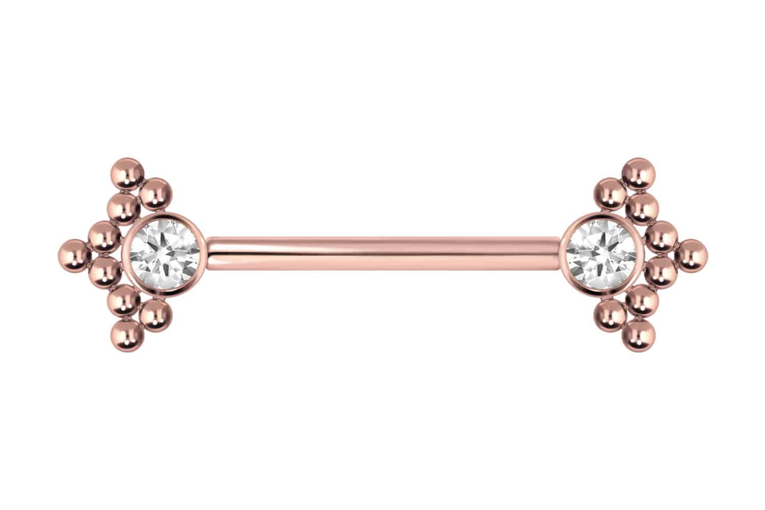 Titan Barbell Piercing mit Push Fit KRISTALL + 3 KUGELDREIECKE